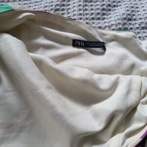 Zara Cream and Green Dress